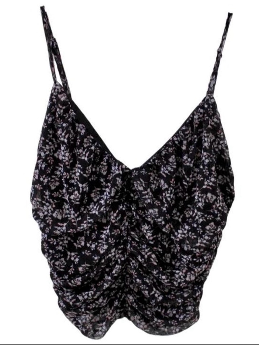 Black Ruffle Cropped Tank Top